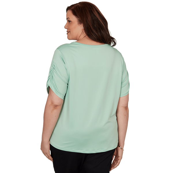 Plus Size Emaline Verde Grove II Short Ruch Sleeve Blouse