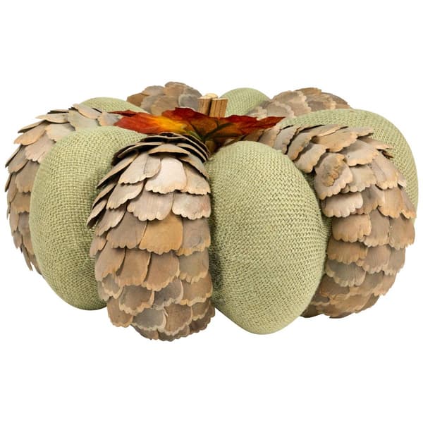 Northlight Fall Harvest Layered Wooden Leaves & Burlap Pumpkin