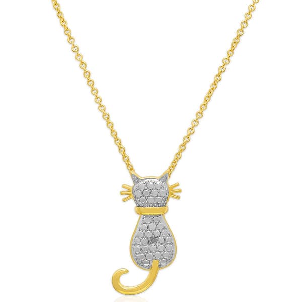 Accents by Gianni Argento Diamond Accent Cat Pendant Necklace - image 
