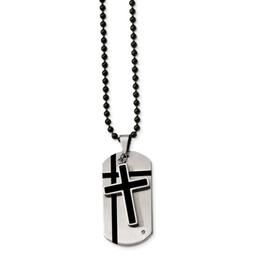Mens Gentlemen's Classics(tm) 2pc. Black Dog Tag & Cross Necklace