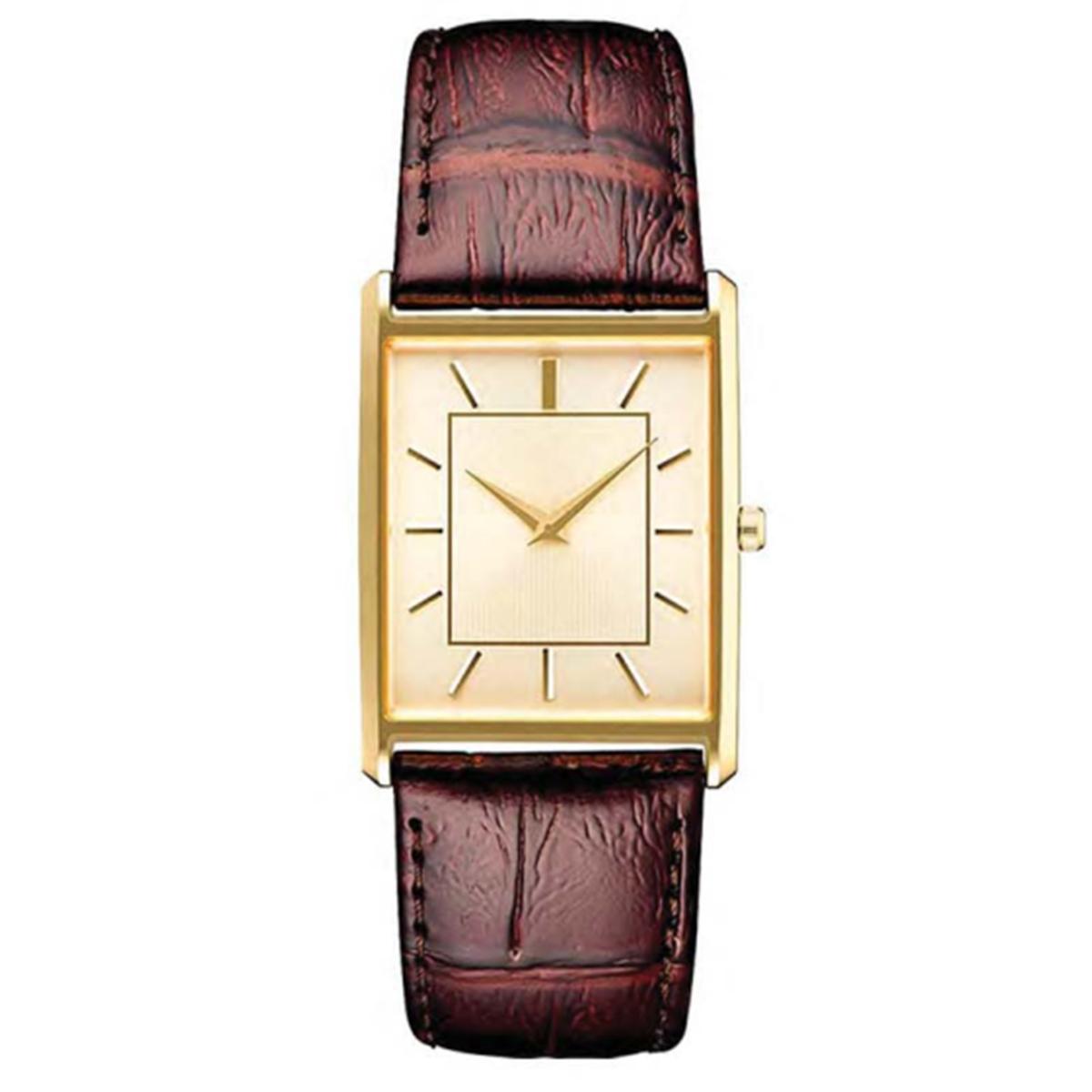 Mens Gold-Tone Light Champagne Sunray Dial Watch -...