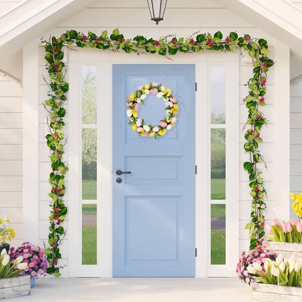 Northlight Seasonal Easter Eggs & Flower Buds Artificial Wreath