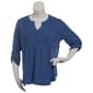 Plus Size Notations 3/4 Sleeve Solid Pintuck Yoke Blouse - image 1