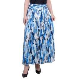 Womens NY Collection Pull On Pattern Skirt - Blue