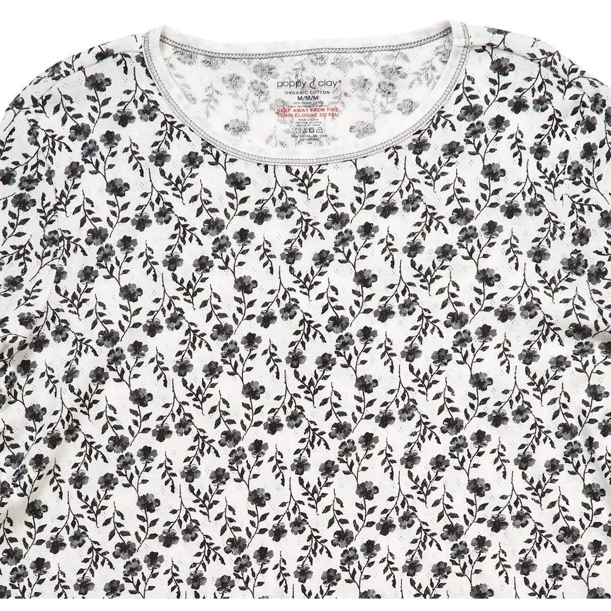 Womens Poppy & Clay Long Sleeve Floral Pointelle Pajama Set