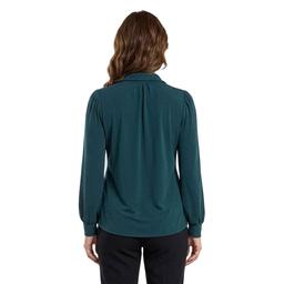 Womens Adrianna Papell Long Sleeve V-Neck Tie Collar Crepe Blouse