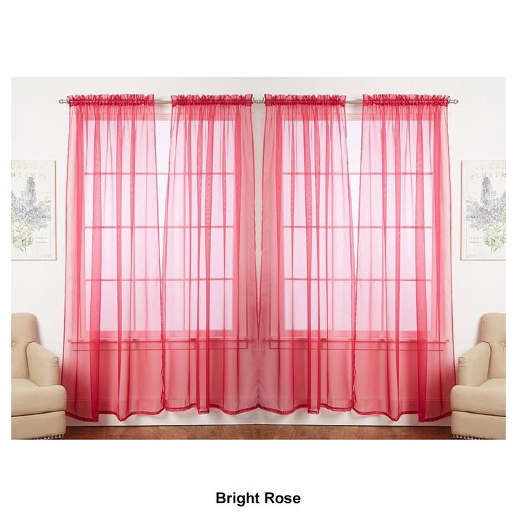 J&V Textiles Sheer Rod Pocket Curtain Panels