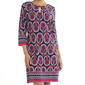 Womens Sandra Darren 3/4 Sleeve Keyhole Neck Border Shift Dress - image 3