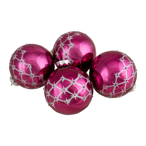 Northlight Seasonal 80mm Pink Christmas Ball Ornaments - Set of 4 - image 