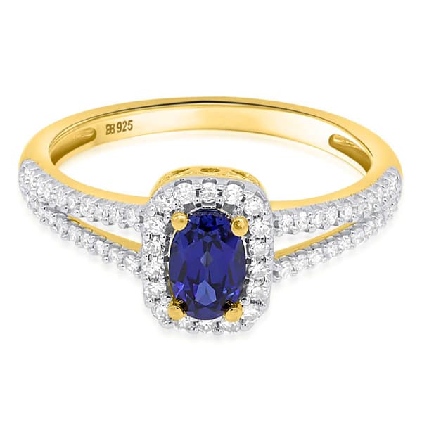 Gemstone Classics™ Created Sapphire & Lab Grown Diamond Ring