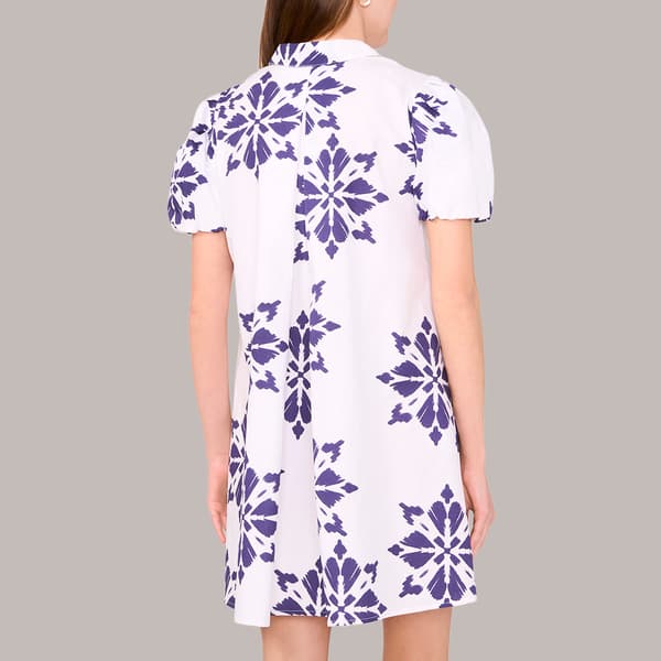 Womens MSK Short Puff Sleeve Geometric Shift Dress