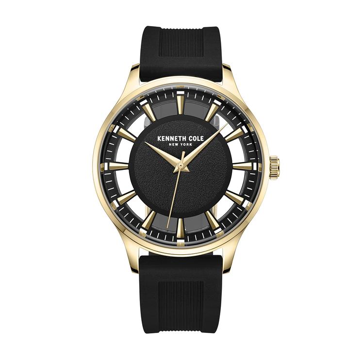 Mens Kenneth Cole® Gold-Tone Cut-Out Dial Watch - KCWGM2270804