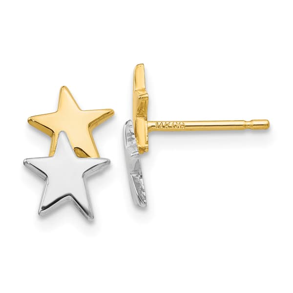 Gold Classics&#40;tm&#41; 14kt. Rhodium Polished Star Post Earrings - image 