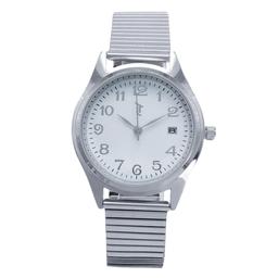 Mens 36mm Silver-Tone Stretch Bracelet Watch - MWLTBV-09