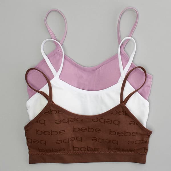 Girls Bebe 3pk. Seamless Jacquard Logo Bralettes