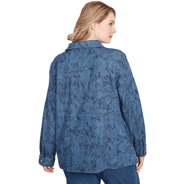 Plus Size Ruby Rd. Indigo Go Paisley Stretch Denim Jacket