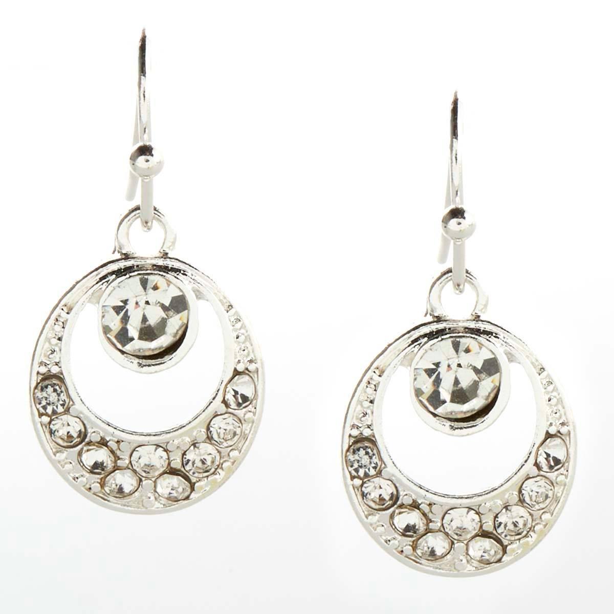 Freedom Nickel Free Silver Crystal Drop Earrings
