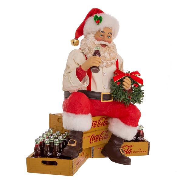 Kurt S. Adler 9in. Coca-Cola® Santa Sitting on Crates Figurine