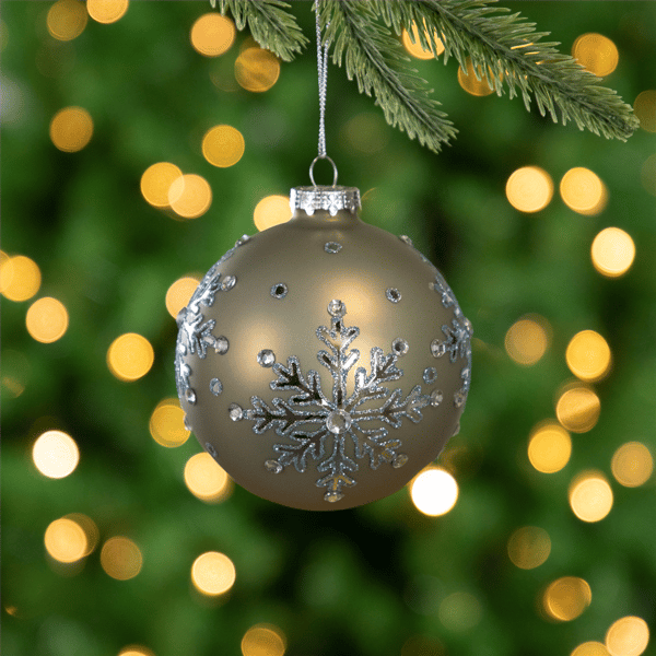 Northlight 2pk. Pale Gold Snowflakes Christmas Glass Ornaments