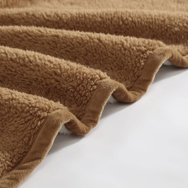 Eddie Bauer Solid Bi Colored Sherpa Throw