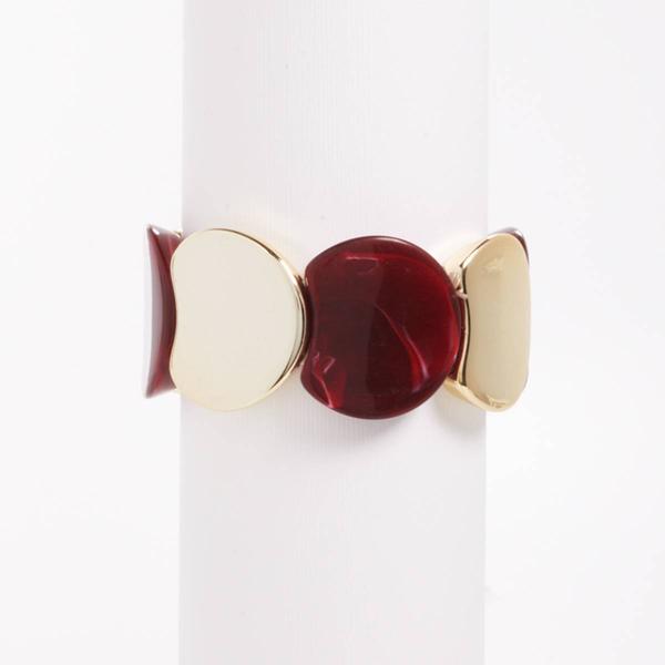 Ashley Cooper(tm) Gold Plated Red Marble Wide Stretch Bracelet - image 