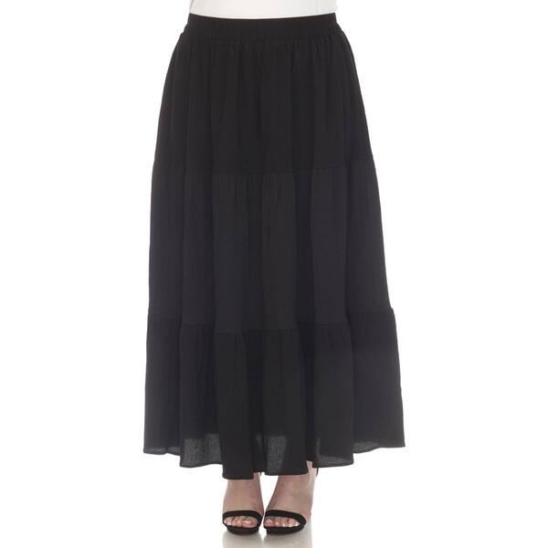 Plus Size White Mark Pleated Tiered Maxi Skirt - image 