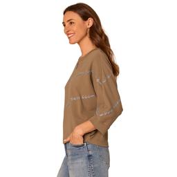 Plus Size Democracy 3/4 Dolman Sleeve Embroidered Sweater