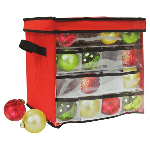 Northlight Seasonal 12in. Red & Clear Ornament Storage Bag - image 