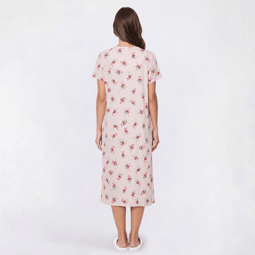 Womens Laura Ashley® Short Sleeve Holly Henley Nightgown