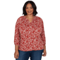 Plus Size Ruby Rd. Romance On The Ranch Ruffle Neck Floral Blouse - image 1