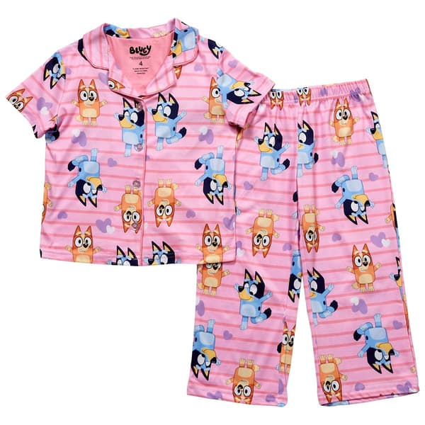 Girls Bluey 2pc. Hear & Stripe Short Sleeve Pajama Set