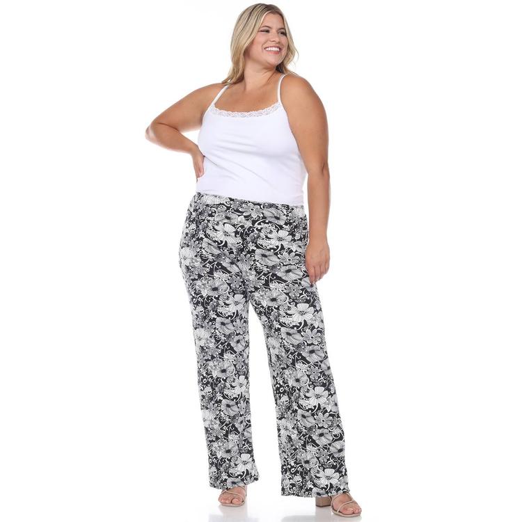 Plus Size White Mark Floral Paisley Palazzo Pants