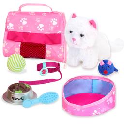 Sophia's(R) 10pc. White Kitten &amp; Carrier Set - Pink