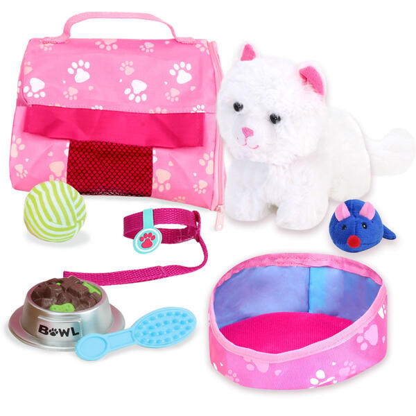 Sophia&#39;s(R) 10pc. White Kitten &amp; Carrier Set - Pink - image 