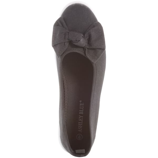 Womens Ashley Blue Canvas with Bow Slip On Flats