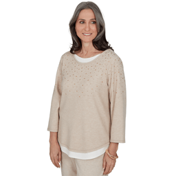 Womens Alfred Dunner Luxe Be A Lady Layered Embellished Blouse