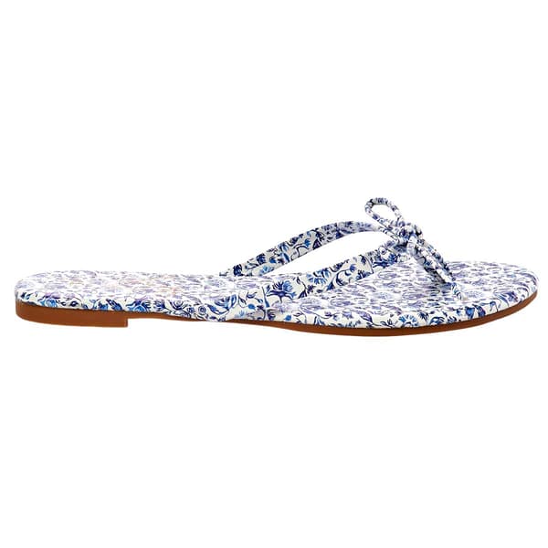 Womens Love 83 Blue Floral Bow Filp Flops