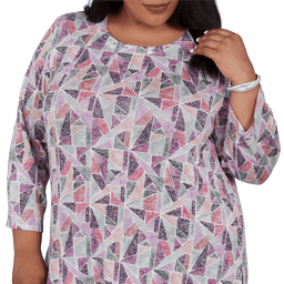 Plus Size Alfred Dunner Vail Stained Glass Geometric Blouse
