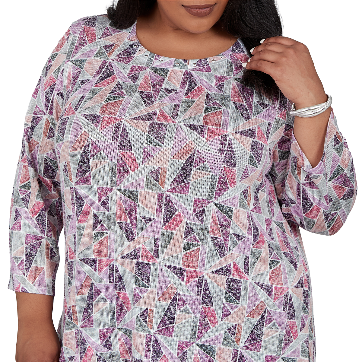 Plus Size Alfred Dunner Vail Stained Glass Geometric Blouse