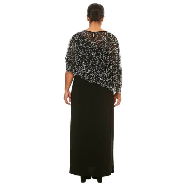 Womens MSK Asymmetric Bead Cape Gown