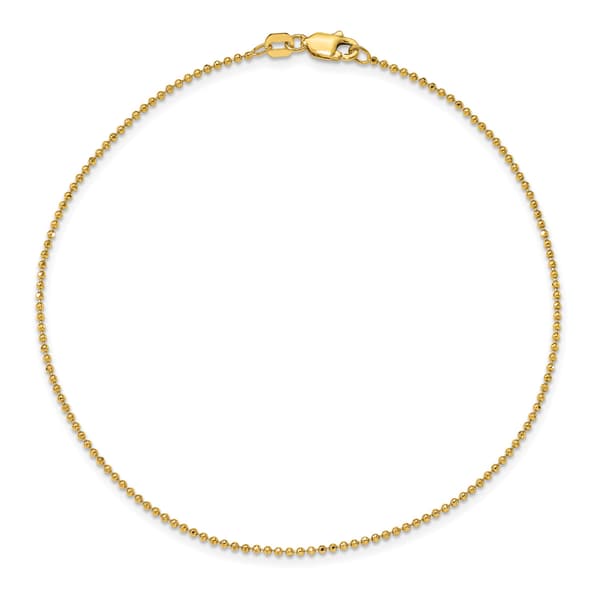 Gold Classics&#40;tm&#41; 1.2mm. Diamond Cut Beaded Chain Anklet - image 