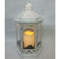 13in. White Hex Arch Christmas Lantern with LED candle - image 1