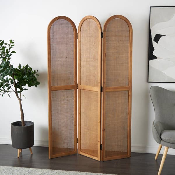 9th & Pike&#174; Modern Farmhouse Brown Wood Room Divider Screen