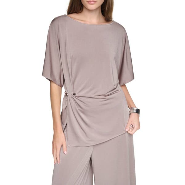 Womens Halston Elbow Sleeve Solid Side Cinch Blouse - image 