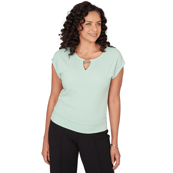 Womens Emaline Verde Grove I Cap Sleeve Keyhole Neck Blouse - image 