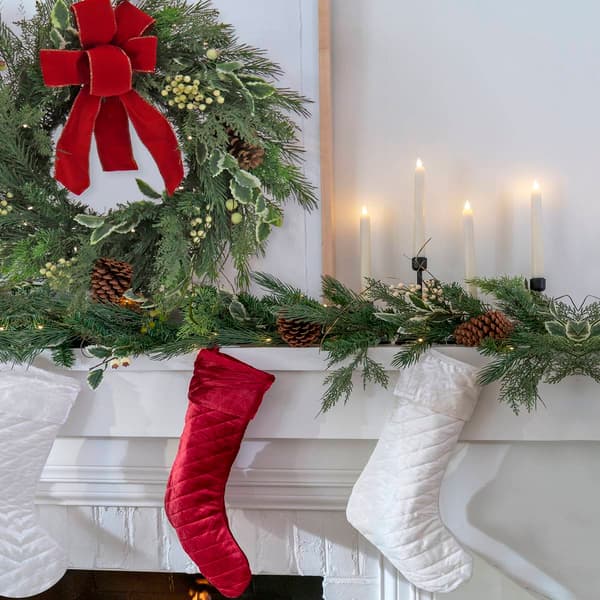 National Tree 6ft. Holly & White Berry Garland w/ LED Lights
