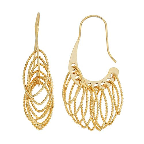 Fine Faux Gold Plated Oval Dangle Gypsy Earrings - image 