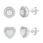 Sterling Silver & Opal Round & Heart Earring Set - image 1