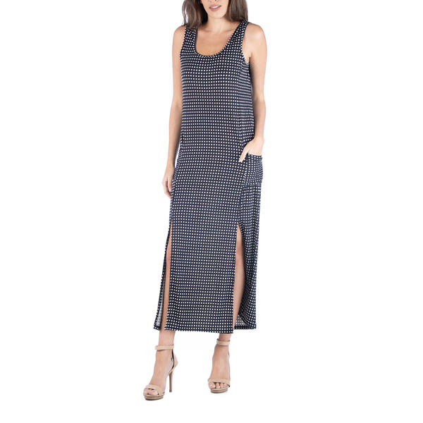 Womens 24/7 Comfort Apparel Sleeveless Polka Dots Maxi Dress - image 