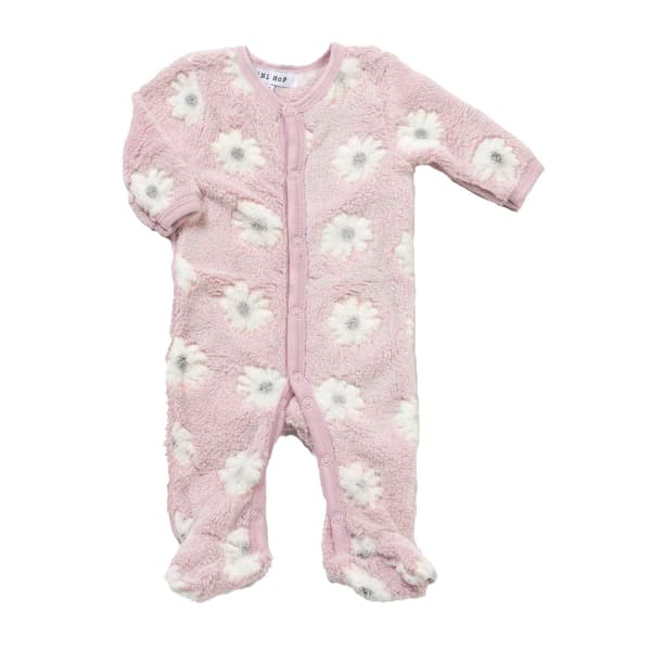 Baby Girl &#40;NB-9M&#41; Mini Hop Flower Embossed Fleece Sleeper - image 